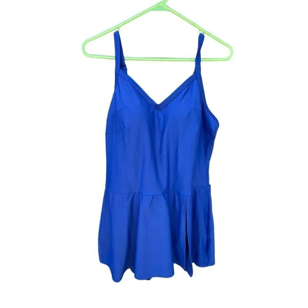Swim by Caique size 16 blue one piece swimsuit .